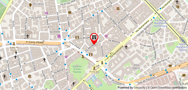 Bản đồ đến Flat off Piazza Porta Pia (Termini Villa Borghese)