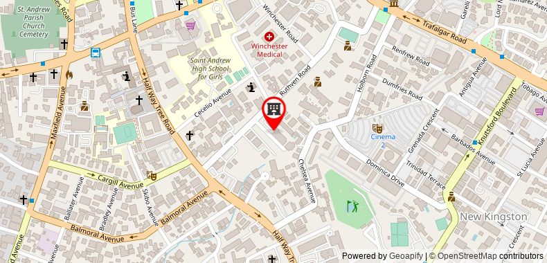 The Knutsford Court Hotel on maps