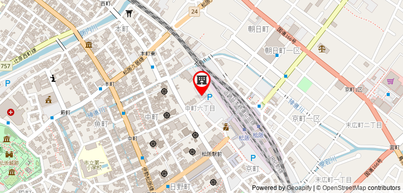 在地图上查看松阪站剛好旅館