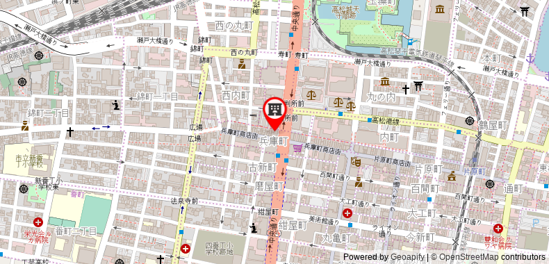 Bản đồ đến Toyoko Inn Takamatsu Hyogomachi
