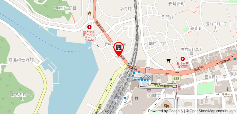 Bản đồ đến Khách sạn Wing International Shimonoseki