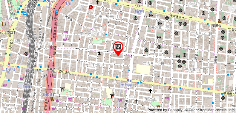 在地图上查看25平方米開放式公寓(上野) - 有1間私人浴室