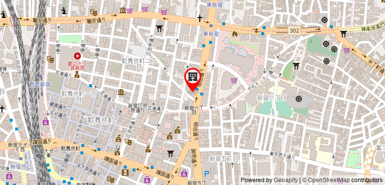 在地图上查看12平方米開放式公寓(新宿) - 有1間私人浴室