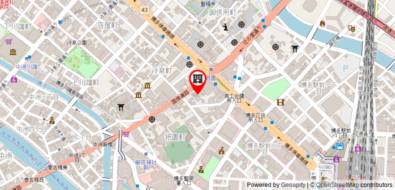 Bản đồ đến Khách sạn Daiwa Roynet Hakata Gion