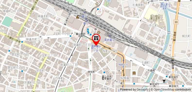 在地图上查看東橫INN - 富山站新幹線出口2