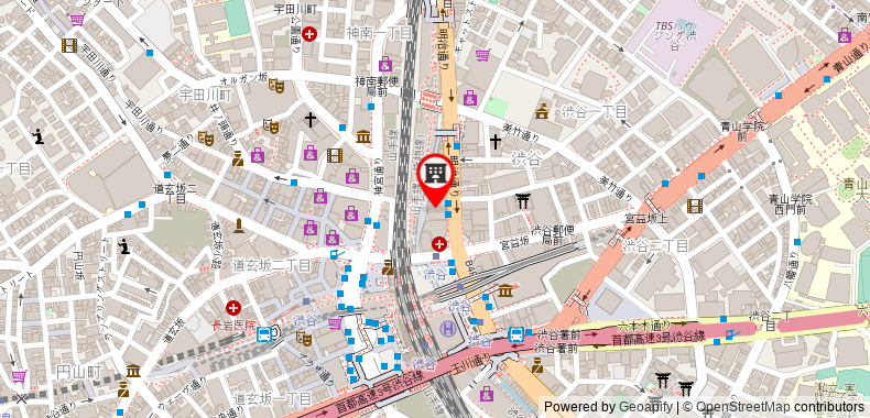Bản đồ đến Khách sạn Shibuya Tokyu REI