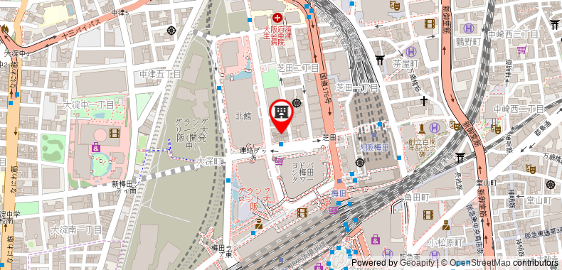 Bản đồ đến Khách sạn Landmark Umeda