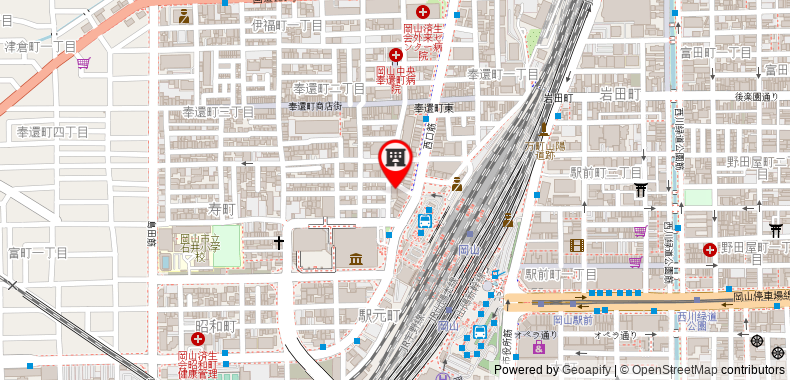 Bản đồ đến Toyoko Inn Okayama-eki Nishiguchi Hiroba