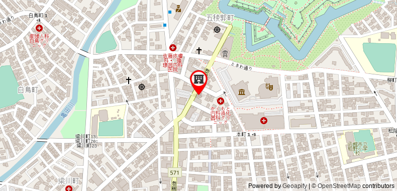 Bản đồ đến Khách sạn Hakodate Rich Goryokaku