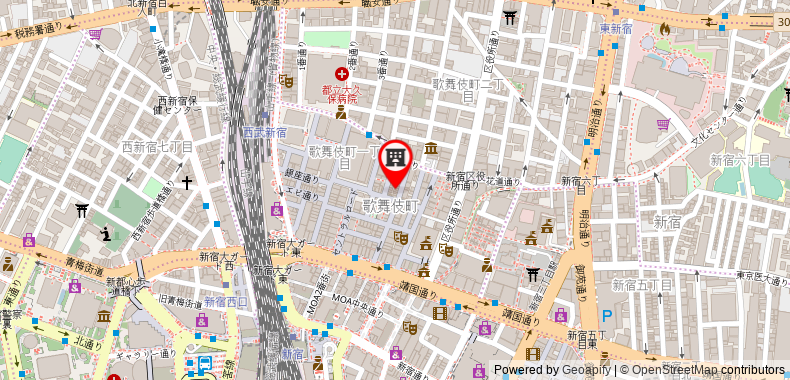 在地图上查看12平方米開放式公寓(新宿) - 有1間私人浴室