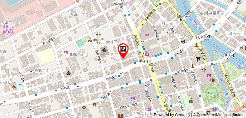 在地图上查看福岡天神昆泰莎漫畫書酒店