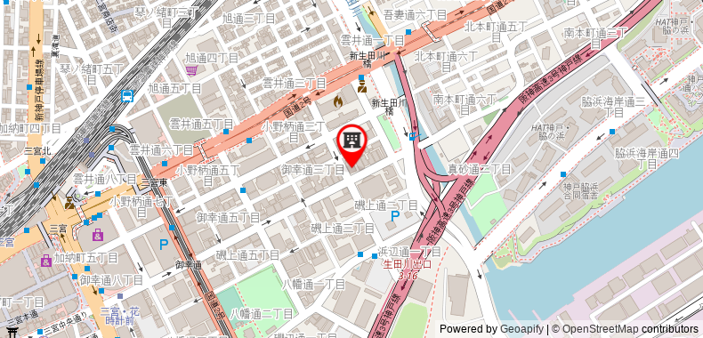 Bản đồ đến Khách sạn Kobe Sannomiya Union