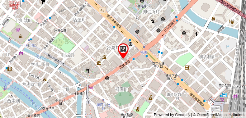 Bản đồ đến Dormy Inn Hakata Gion Natural Hot Spring
