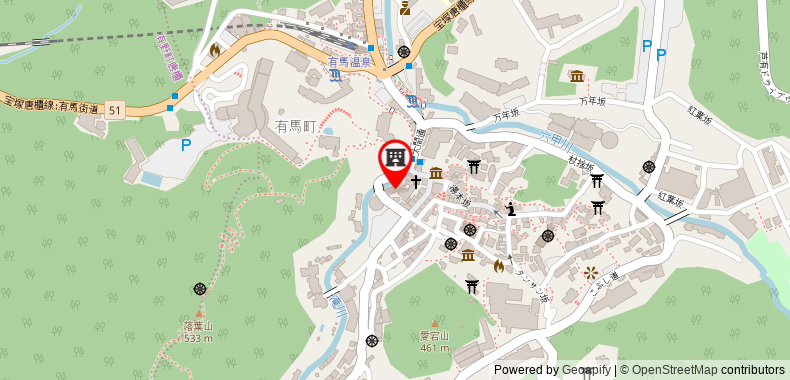 在地图上查看神戶有馬溫泉 陶泉 禦所坊