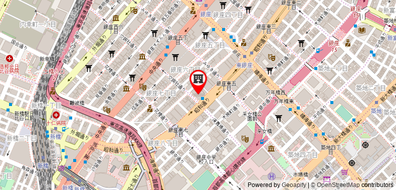 Bản đồ đến Khách sạn Courtyard by Marriott Tokyo Ginza