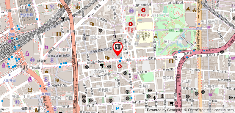 Bản đồ đến Khách sạn Wing International Select Osaka Umeda