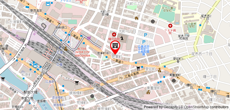 Bản đồ đến Khách sạn Crystal Hiroshima