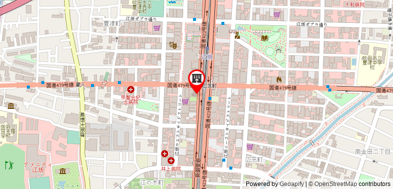 在地图上查看新大阪江阪站前APA酒店