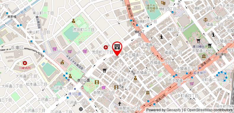 Bản đồ đến Toyoko Inn Kobe Minatogawa Koen