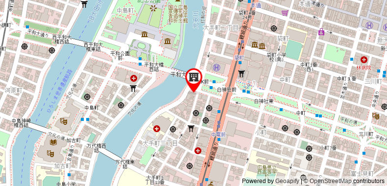 Bản đồ đến Khách sạn MYSTAYS Hiroshima Peace Park