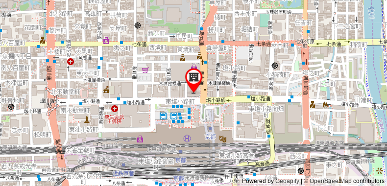 Bản đồ đến Khách sạn Kyoto Tower