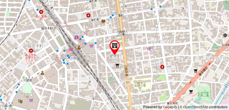 Bản đồ đến Khách sạn Kawagoe Dai-ichi