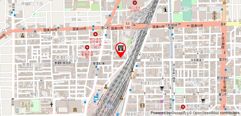 Toyoko Inn Okayama-eki Nishiguchi-migi on maps