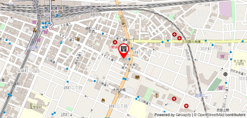 在地图上查看MYSTAYS立川酒店