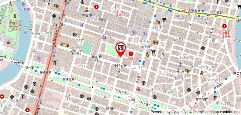 Bản đồ đến Khách sạn Alley Hiroshima Namikidori