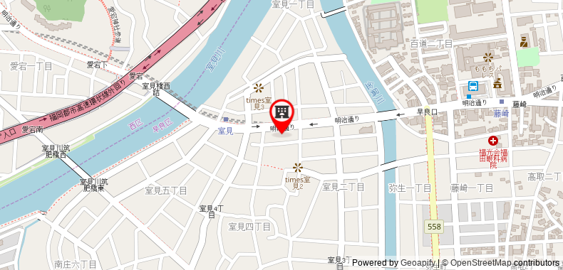 在地图上查看16平方米1臥室公寓(福岡) - 有1間私人浴室