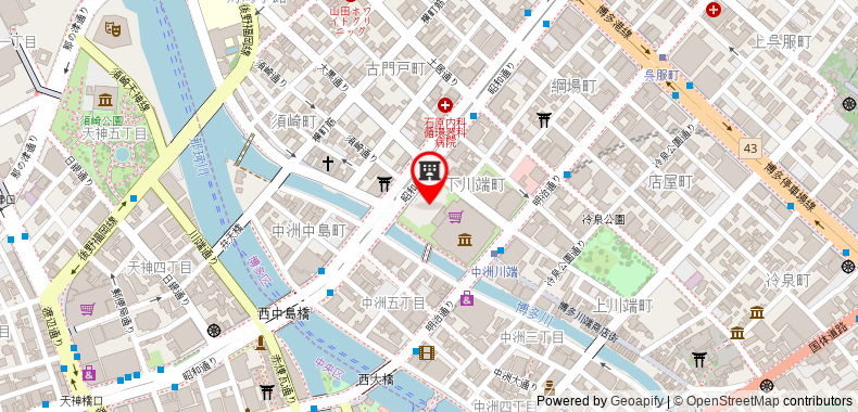 Bản đồ đến Khách sạn Okura Fukuoka