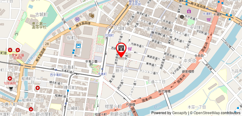 Bản đồ đến Khách sạn Comfort Kumamoto Shinshigai