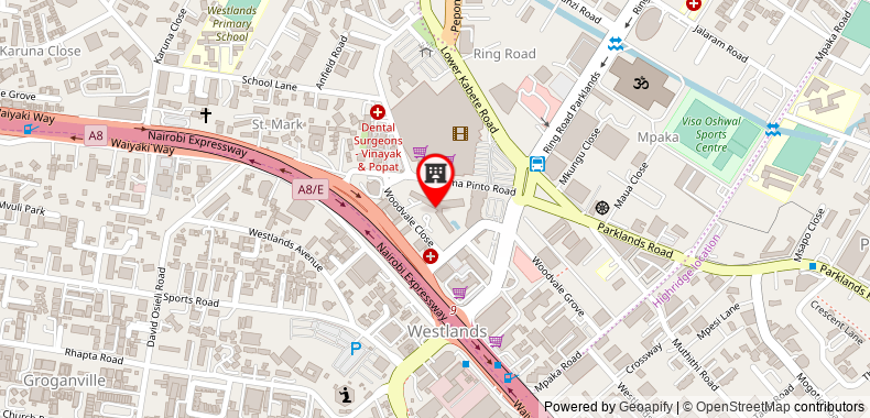 Jacaranda Nairobi Hotel on maps