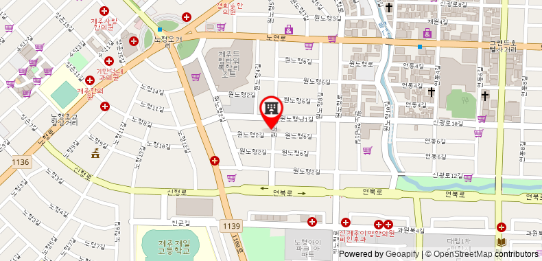 在地图上查看60平方米2臥室公寓(濟州市中心) - 有1間私人浴室