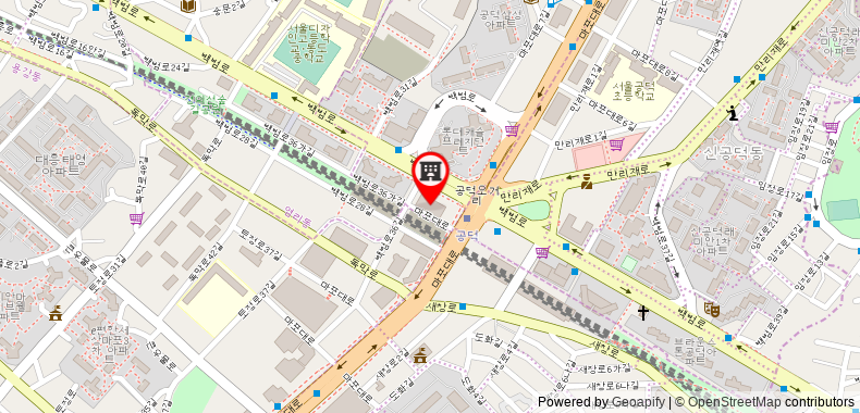 在地图上查看45平方米開放式公寓 (麻浦) - 有1間私人浴室