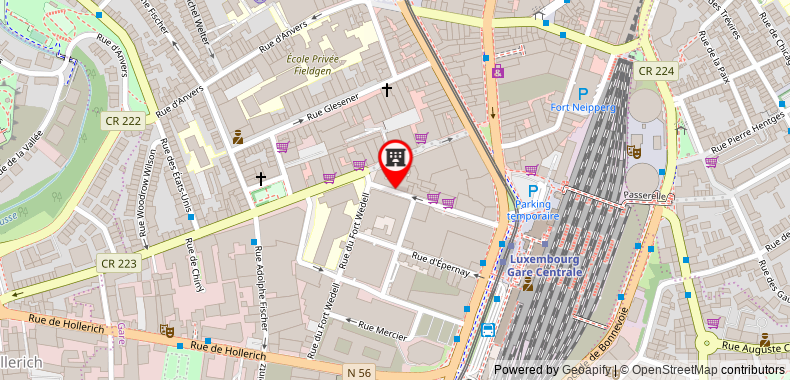 在地图上查看宜必思尚品盧森堡中央車站酒店
