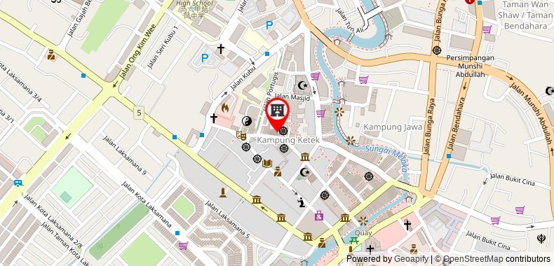 在地图上查看馬六甲六門酒店