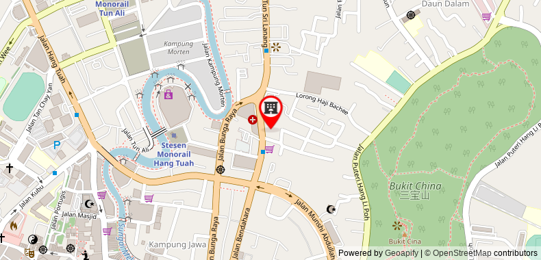 Bản đồ đến Khách sạn Bayview Melaka