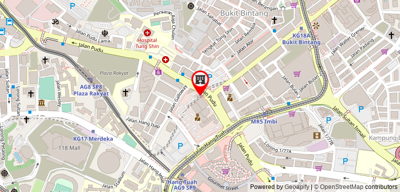 在地图上查看吉隆坡武吉免登瑞士花園酒店