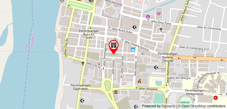在地图上查看高級一室公寓@哥打巴魯城市點