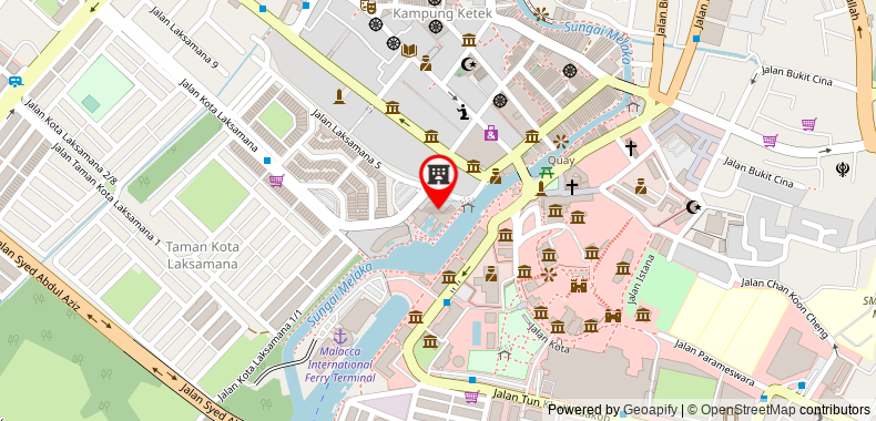 Bản đồ đến Khách sạn Casa del Rio Melaka