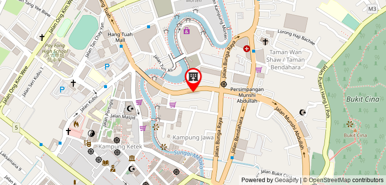 Bản đồ đến Khách sạn Zamburger Street Food Melaka