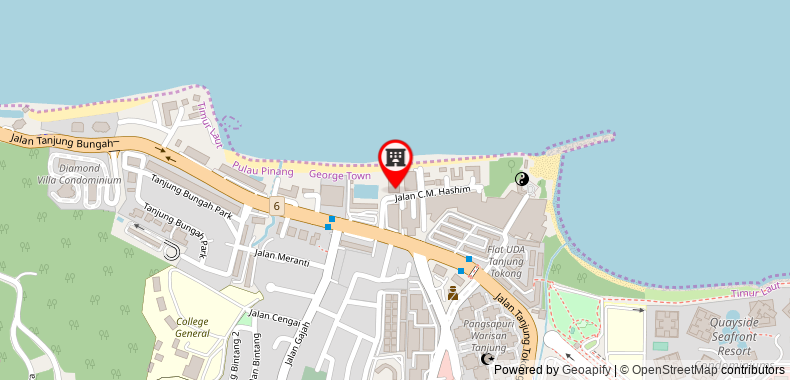 在地图上查看檳城海灘漢普敦酒店