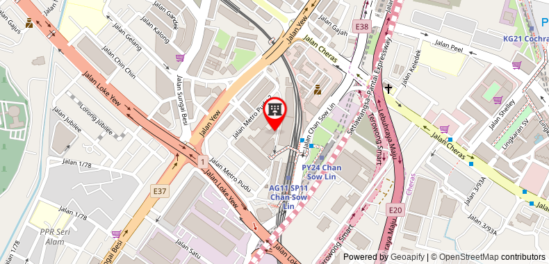 在地图上查看吉隆坡弗雷澤商業園宜必思尚品酒店