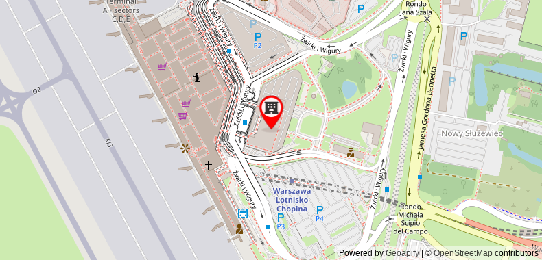 在地图上查看華沙機場萬怡酒店
