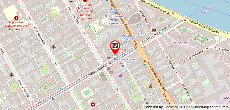 Bản đồ đến Khách sạn Vasilievskiy Dvor