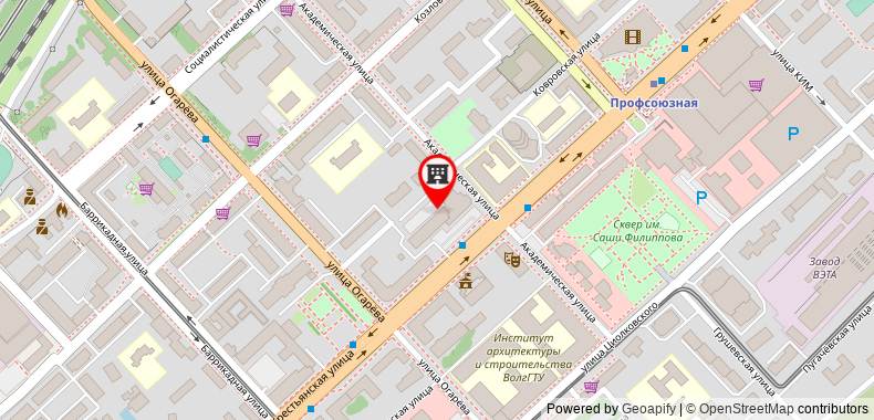 Yuzhny Hotel on maps