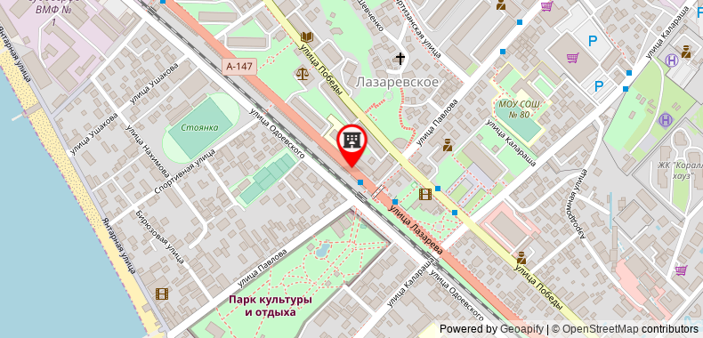 在地图上查看40平方米1臥室公寓 (拉扎勒弗斯科耶市中心) - 有1間私人浴室