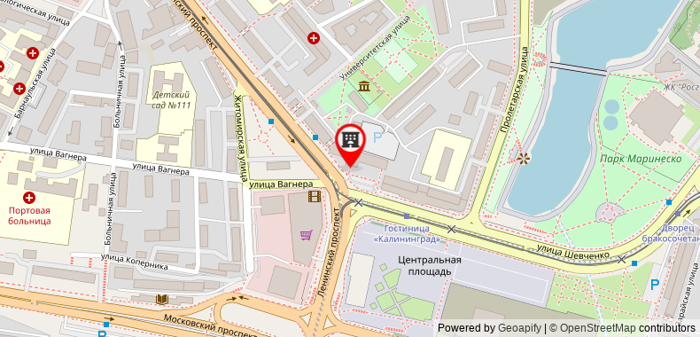 Bản đồ đến Khách sạn Kaliningrad