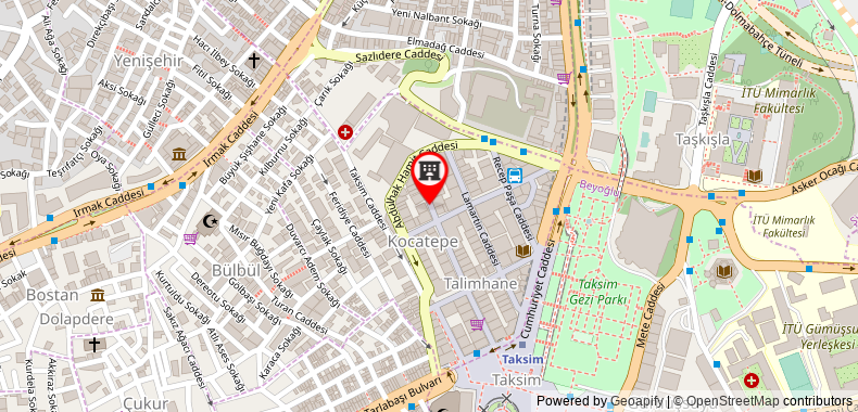 Bản đồ đến Khách sạn Elite World Comfy İstanbul Taksim